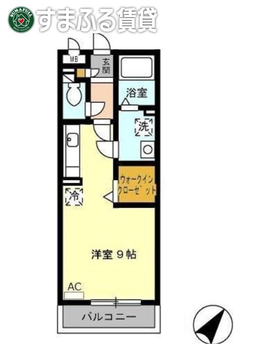 パークハイム C棟(ワンルーム/2階)の間取り写真