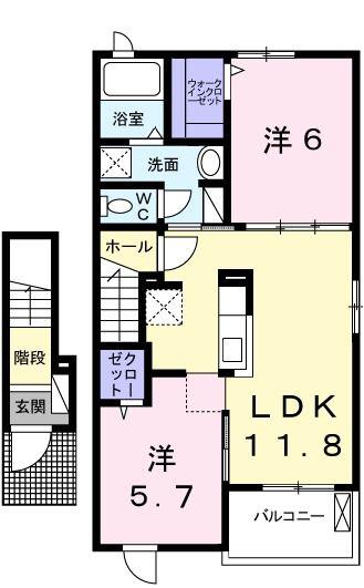 グランデール興浜III(2LDK/2階)の間取り写真