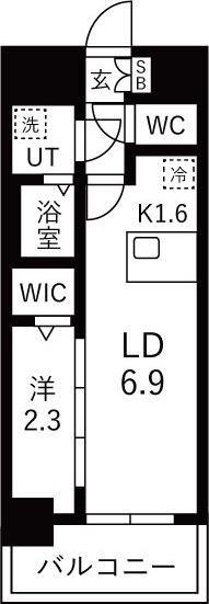 メイクスアート名古屋城西(1LDK/8階)の間取り写真