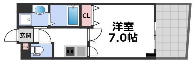 セレブコート玉造(1K/3階)の間取り写真