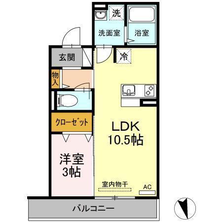 ISOKAZE(1LDK/2階)の間取り写真