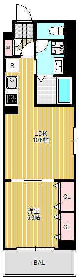 ノークス(1LDK/4階)の間取り写真