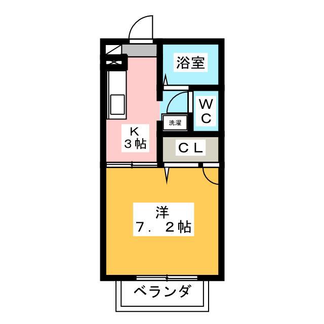 サザンウィング B(1K/1階)の間取り写真