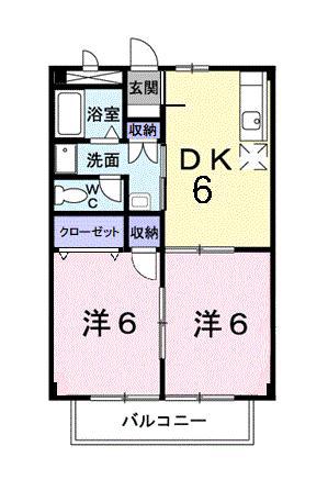 ジュラン清水(2DK/2階)の間取り写真
