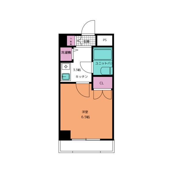 ライオンズマンション国分町(1K/7階)の間取り写真