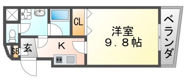 カルム小西II(1K/2階)の間取り写真