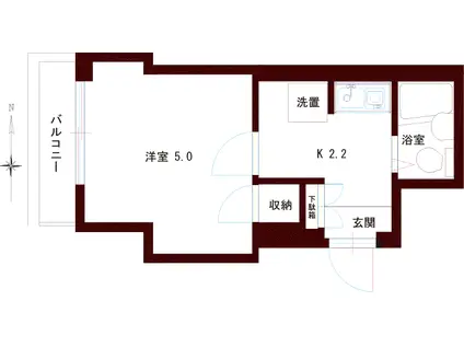 クレッセントI-1(1K/2階)の間取り写真