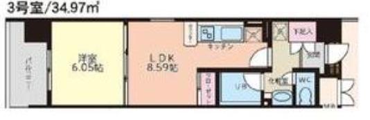 S-FORT桜川(1LDK/2階)の間取り写真