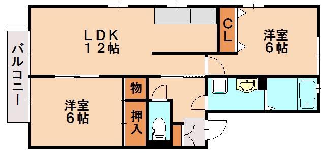 ベジタブルR・Y・A(2LDK/2階)の間取り写真