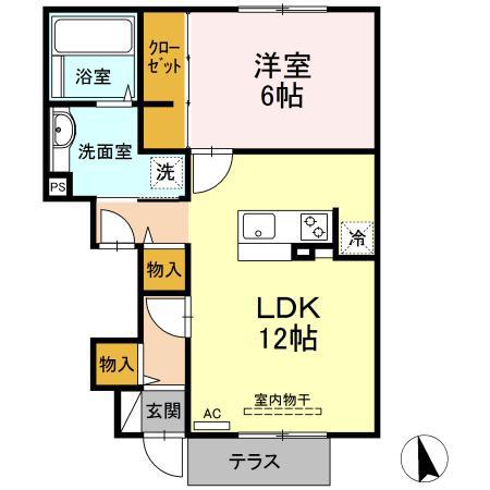 リッツハウスミノールⅡ(1LDK/1階)の間取り写真