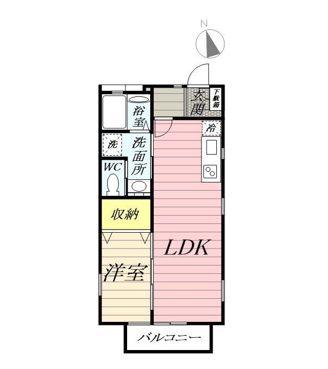 ラフール湘南(1LDK/2階)の間取り写真