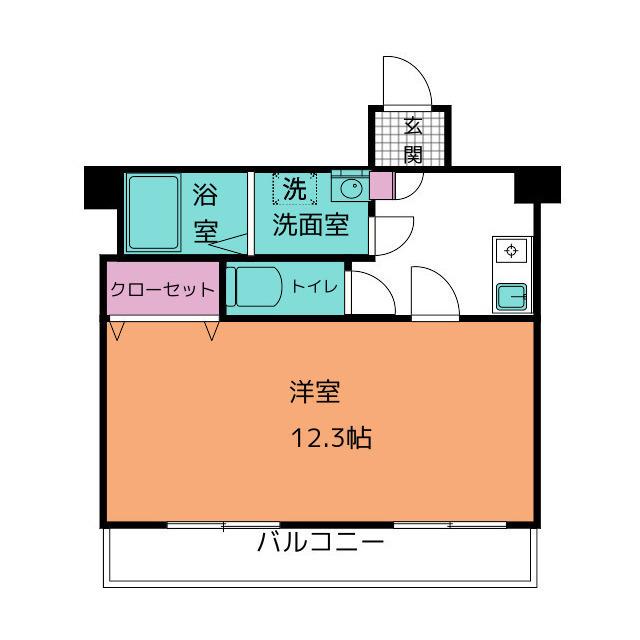 アップル ヒルズ(1K/4階)の間取り写真