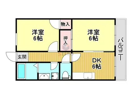 フェイジュアK(2DK/1階)の間取り写真