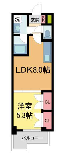 ルシェリア夙川(1LDK/2階)の間取り写真