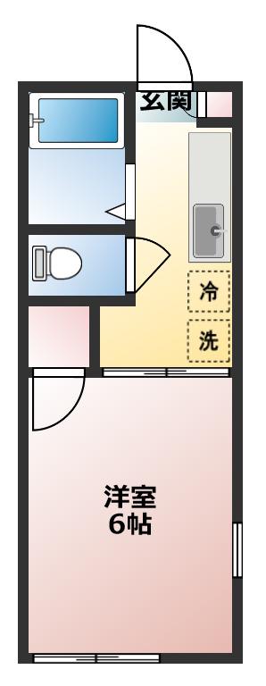ベルセゾン(1K/1階)の間取り写真