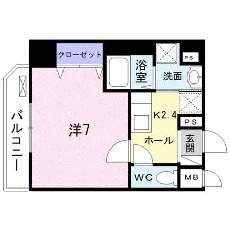 ヴゥレ アムール(1K/7階)の間取り写真