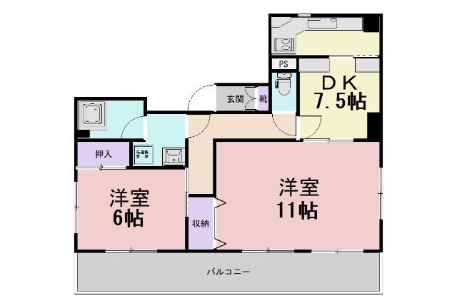 サンアイランド(2DK/7階)の間取り写真