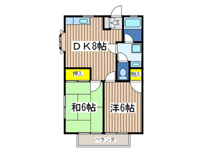 サンハイム(2DK/2階)の間取り写真
