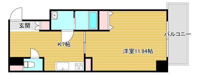 SUNSUNなんば壱番館(1K/9階)の間取り写真