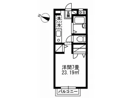 ラ・ハーモニー(1K/2階)の間取り写真