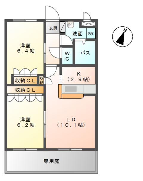 FOREST美咲(2LDK/1階)の間取り写真