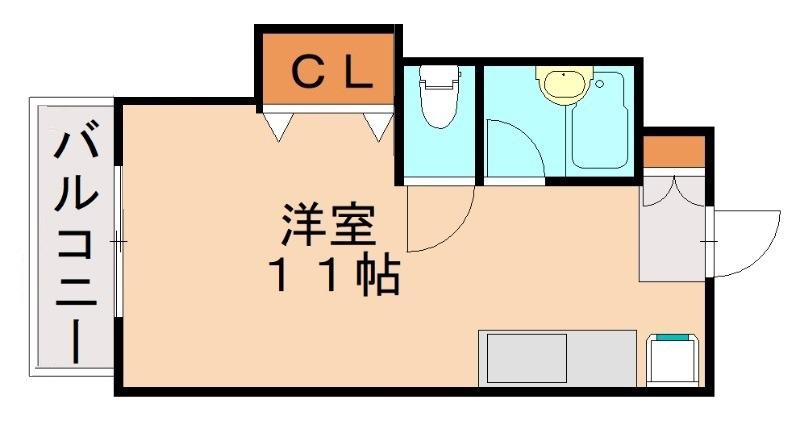 ラ・ベラカーサ(ワンルーム/2階)の間取り写真