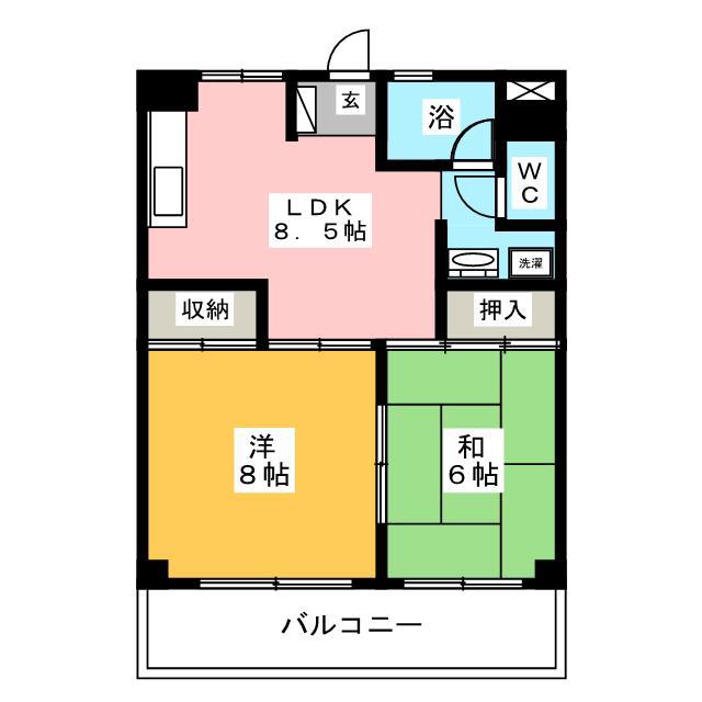 藤助ビル(2LDK/3階)の間取り写真