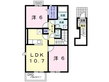 ソレイユ・II B(2LDK/2階)の間取り写真