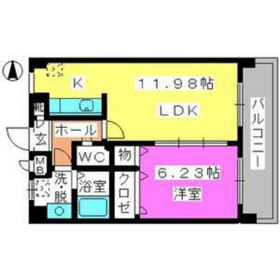 イング大橋南(1LDK/6階)の間取り写真