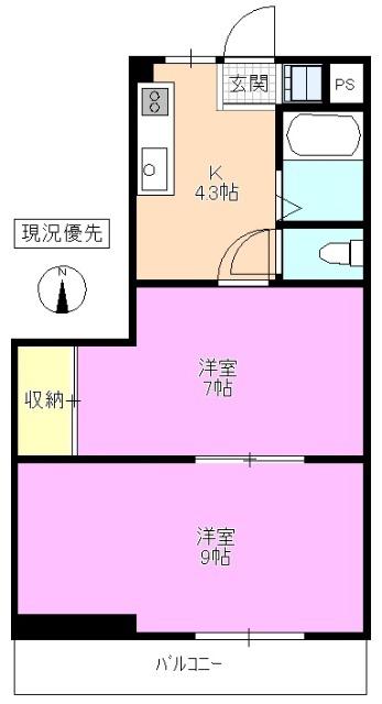 V・S・H橘(2K/2階)の間取り写真
