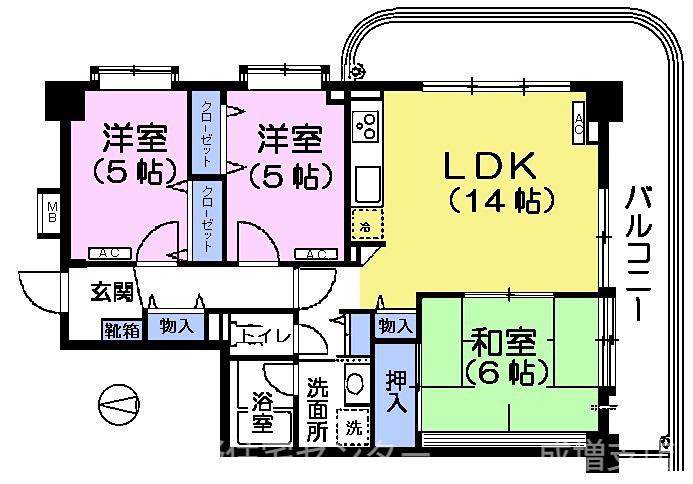 エクセル蓮根(3LDK/5階)の間取り写真