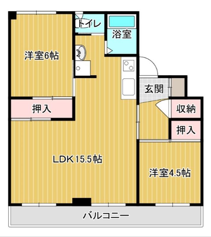 グランメール向陽02(2LDK/5階)の間取り写真