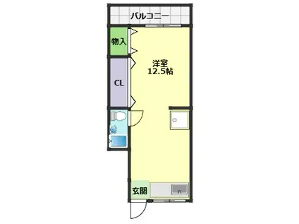 富士コーポ(ワンルーム/3階)の間取り写真
