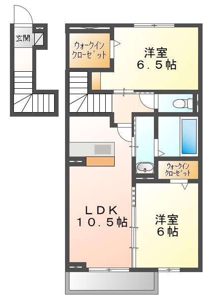 ボヌール N-1(2LDK/2階)の間取り写真