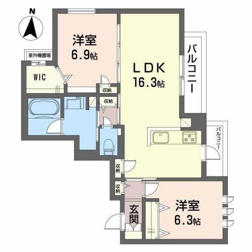 シリウス(2LDK/2階)の間取り写真