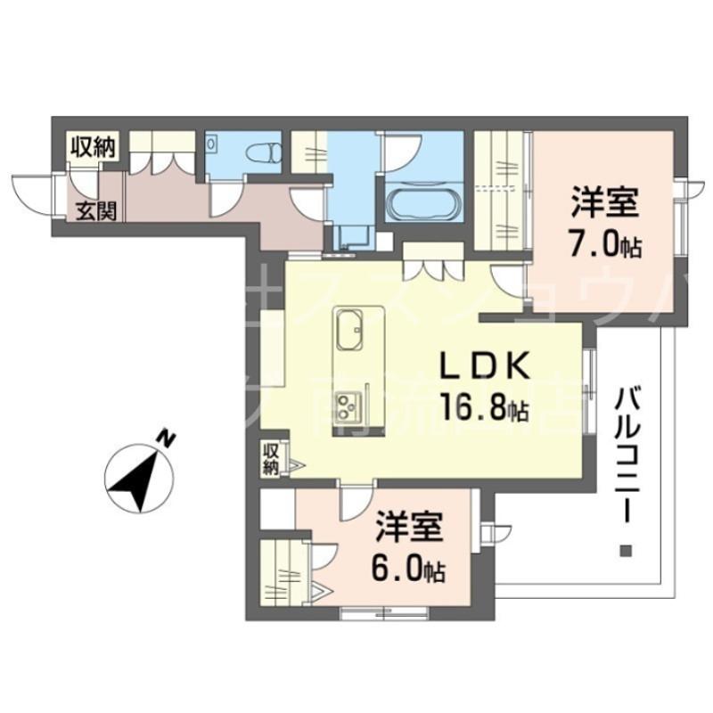 クレストメゾン(2LDK/2階)の間取り写真