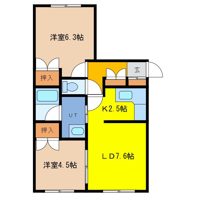 ラザール末広(2LDK/1階)の間取り写真