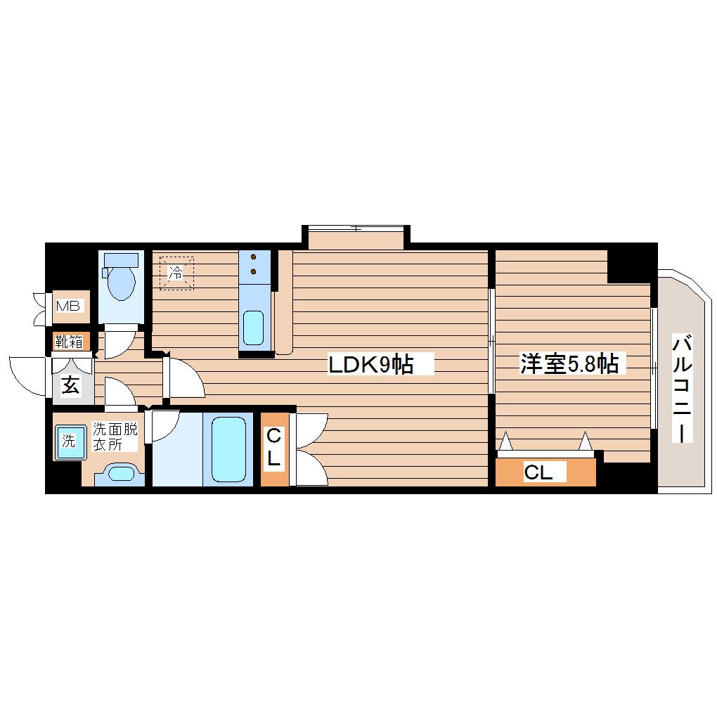 シャトレ鹿野(1LDK/5階)の間取り写真