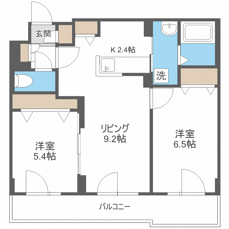 平岸RIVERSIDE(2LDK/3階)の間取り写真