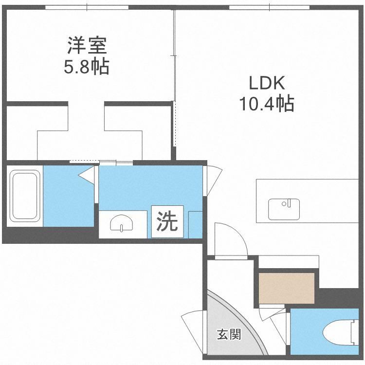 カレラ月寒 セカンド(1LDK/3階)の間取り写真