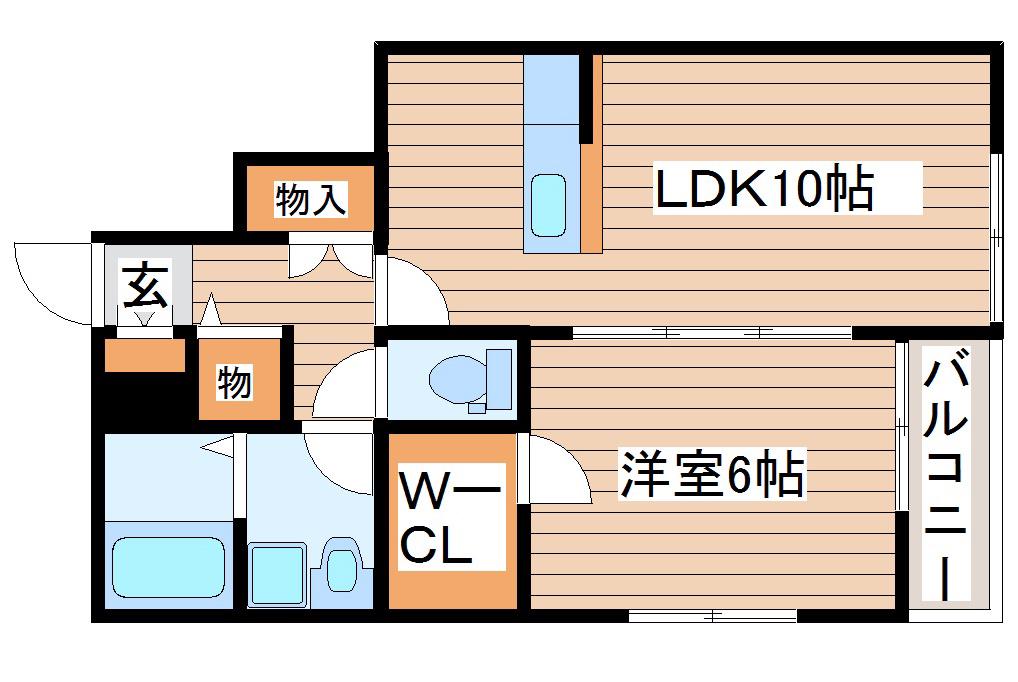アネックスカノエB(1LDK/1階)の間取り写真