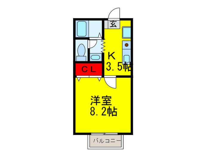 クレール北長尾(1K/2階)の間取り写真