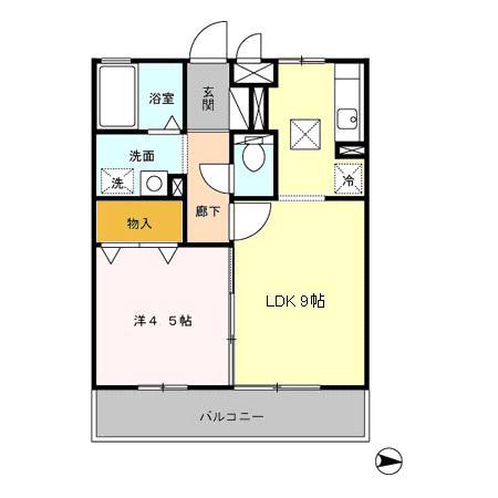 D-アベニュー本荘102(1LDK/1階)の間取り写真