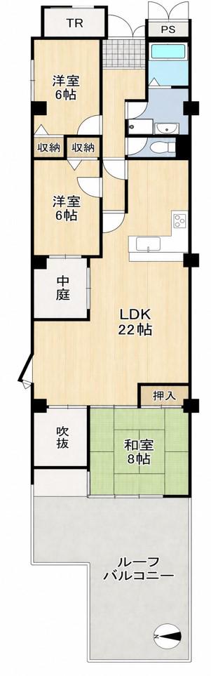サンロード汐ノ宮(3LDK/4階)の間取り写真