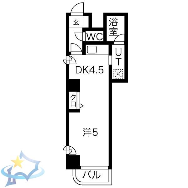 グリーンマンション熊谷(1DK/4階)の間取り写真