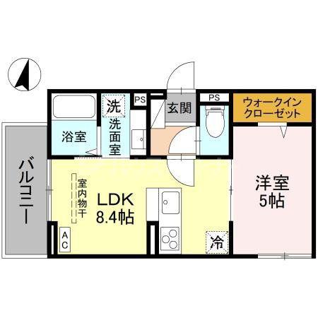 D-ROOM南越谷(1LDK/2階)の間取り写真