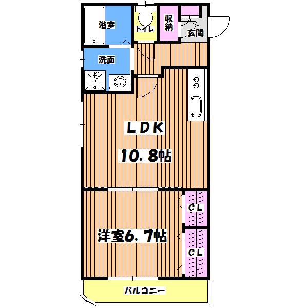りつのスカイビル(1LDK/3階)の間取り写真