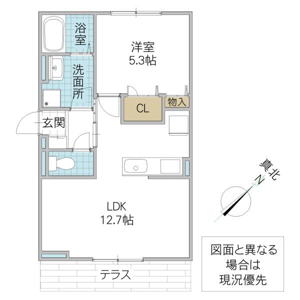 トリシア花水木Y(1LDK/1階)の間取り写真