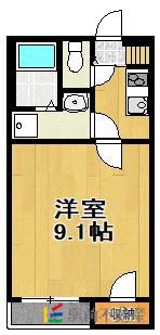 クレイノカサブランカ壱番館(1K/2階)の間取り写真