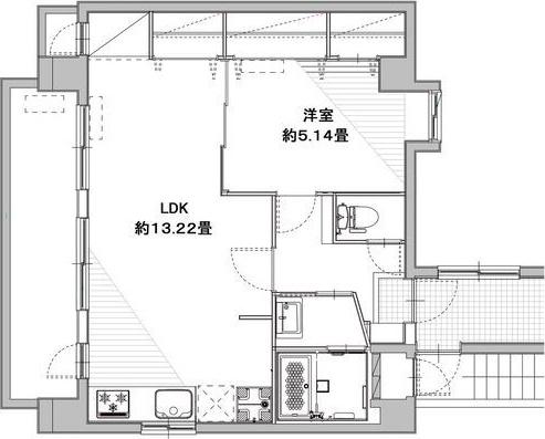 グリーンコート(1LDK/5階)の間取り写真